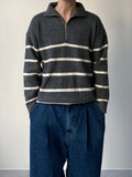 Stripe Half Zip-Up Knit