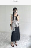 Organza chiffon layered long skirt