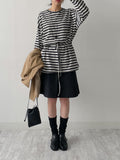 Striped Frill Overfit Sweatshirt