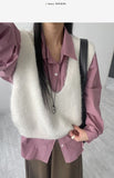 Hairy V-neck Knit Vest