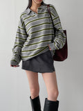 [unisex/wool 50%] Mentor Stripe Overfit Knit