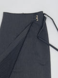 Two-buckle wrap H-line long skirt