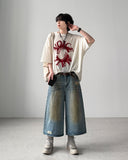 Grease Damage Bermuda Denim