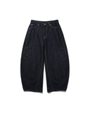 Panelled Barrel Denim Pants - Indigo