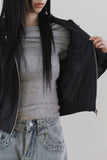 Biker blouson crop jacket
