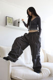 Wide button cargo pants