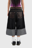 Patched Bermuda Roll-up Denim