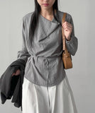 Cowl Belted Loose-Fit Blouse