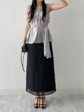 Organza chiffon layered long skirt