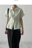 [short-sleeve ver] Ribbon Poplin Loose Fit Shirt