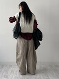Curved Balloon Wide Denim Pants