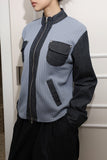 Color matching ribbed pocket jumper
