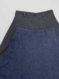 Stitched Denim Flare Long Skirt