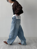 [Unisex] Force 10 Pintuck Wide Denim Pants