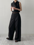 Glossy Drape Sleeveless Blouse