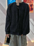 Solid Corduroy Warm Cardigan