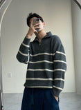 Stripe Half Zip-Up Knit