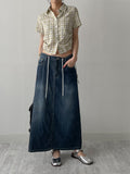 Tartan Check Shirring Short Sleeve Shirt