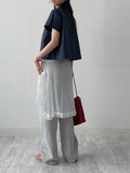 Gray cat-washed straight wide denim