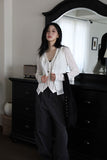 Black check adjust pants