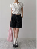 Banding Crop Short Sleeve Blouse