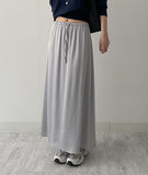 Banding Satin Long Skirt