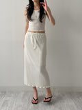 [SET] Pleated Sleeveless Skirt Two-Piece Set