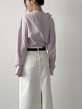 Eve One-Shoulder Pintuck Blouse