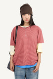 Striped cropped cutoff t-shirt
