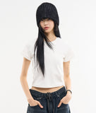 1+1) Brushed basic crop t-shirt