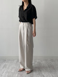 Hugo Belted One-Tuck Wide Slacks