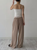 Color Matching Stripe Banding Wide Pants