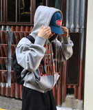 Groovy Fingerhole Patch Crop Hood Zip-Up