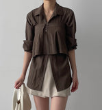 [Skirt SET] Basil Wrap Loose-Fit Shirt