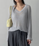 Anna V-neck see-through loose fit knit