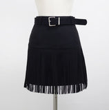 Dear Suede Tassel Belt Skirt