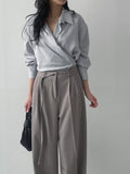 Quarter Two-Way Wrap Long Blouse