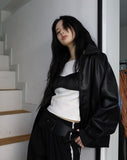 Vegan leather varsity jacket