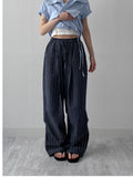Sheer stripe parachute pants