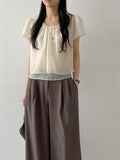 [Summer ver.] T-shirt with double-pleated long wide slacks