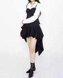 Queen's Shirring Bustier + Unbalanced Flare Skirt Set