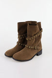 Suede strap middle boots