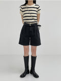 Black Blue Pintuck Part 4 Pants