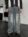 Multi Pocket Washed Denim