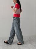Stone cat brush wide denim pants