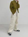 Cable wool two-way zip-up cardigan