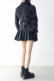 Sher pleated leather skirt