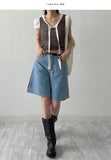 616 Wide Denim Half Pants