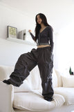 Wide button cargo pants