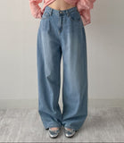 206 Back Pocket Balloon Fit Wide Denim Pants